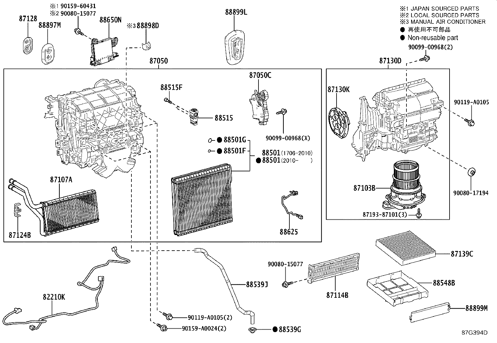 Toyota 88501-06410 EVAPORATOR SUB-ASSY, COOLER, NO.1