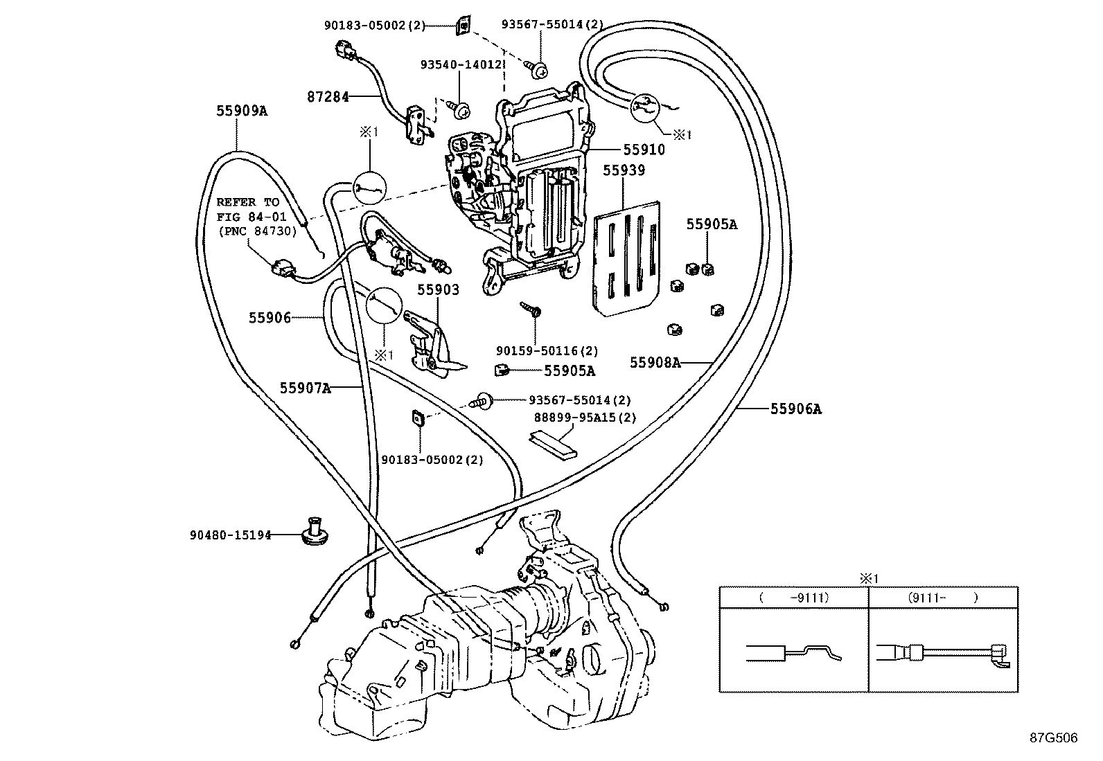 55805-95403 LEVER SUB-ASSY, HEATER CONTROL product image