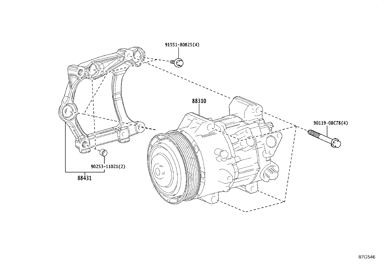 88310-33320 COMPRESSOR ASSY, W/PULLEY product image