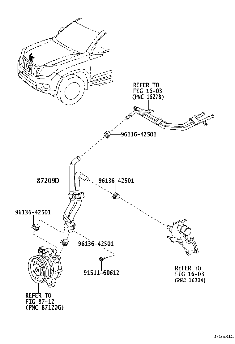 87245-60G90 HOSE, HEATER WATER, OUTLET A product image