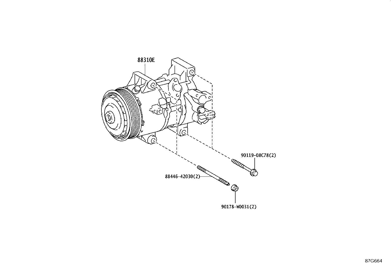 88310-52810 COMPRESSOR, W/MAGNET CLUTCH product image