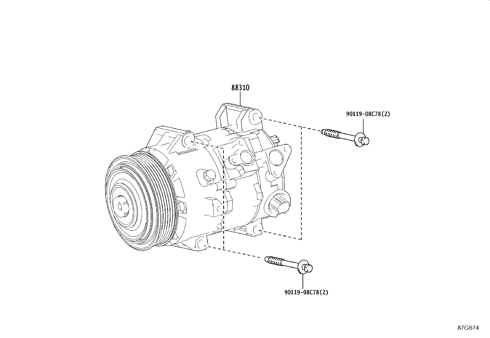 88310-33320 COMPRESSOR ASSY, W/PULLEY product image