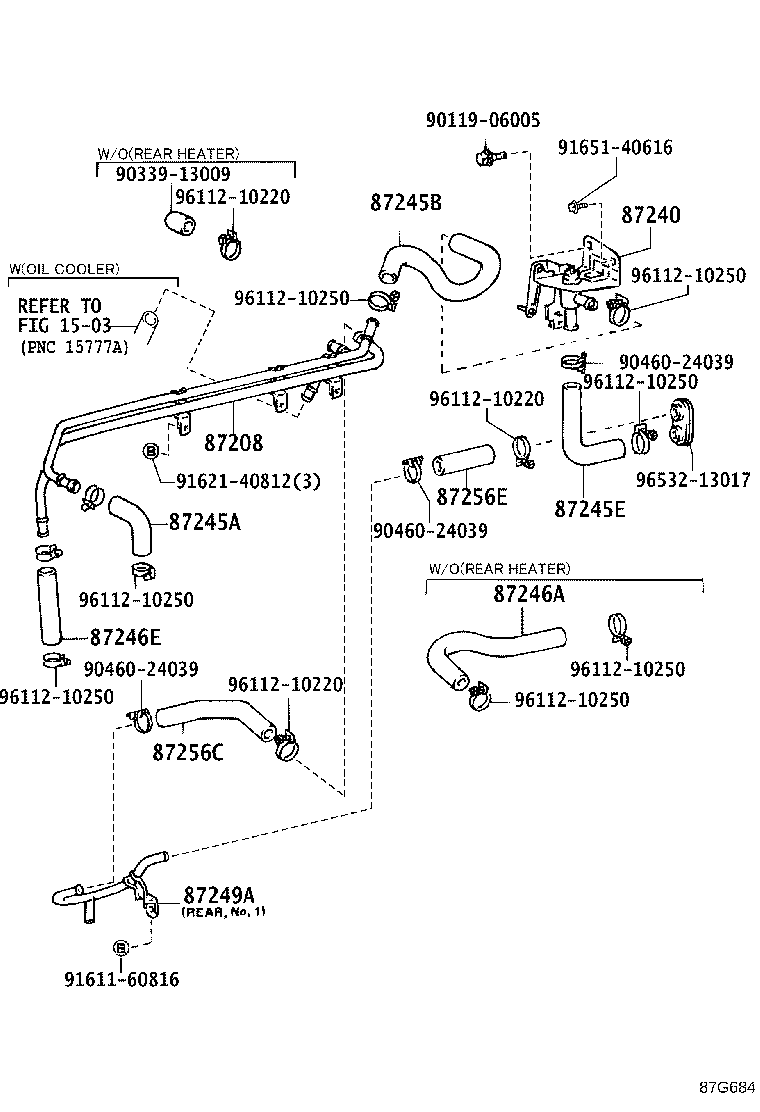 99552-30100 HOSE, REAR HEATER WATER OUTLET, E (TO ENGINE) product image