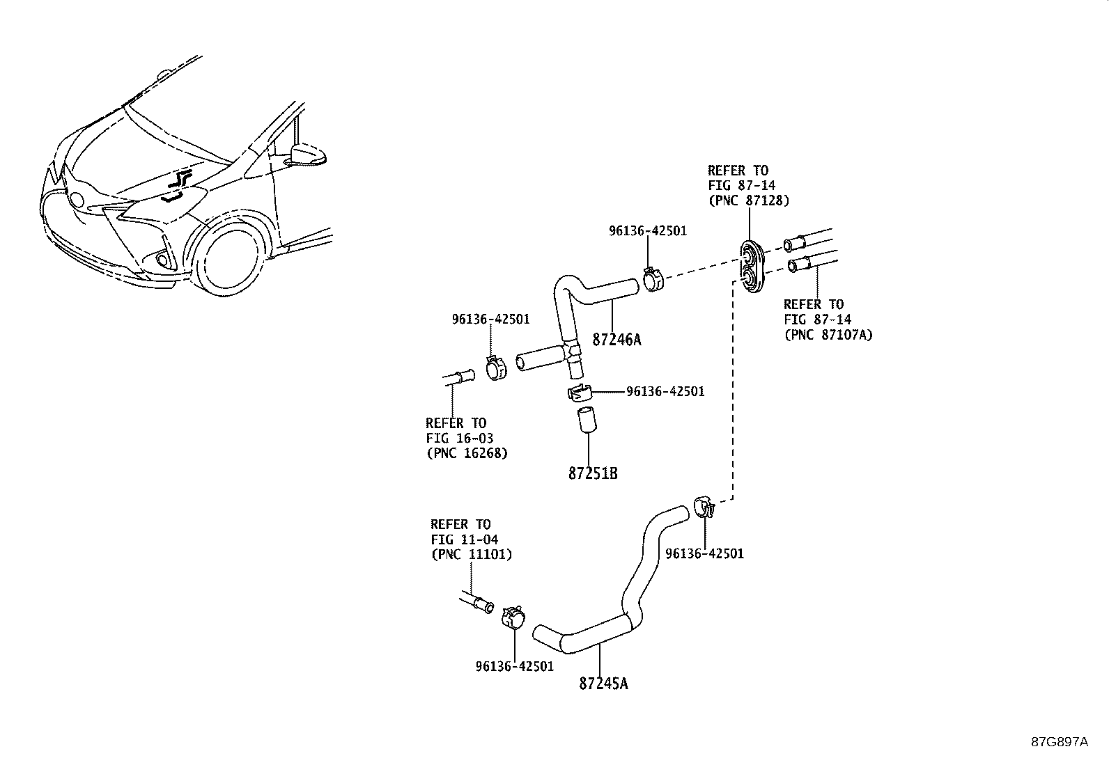 87209-12630 HOSE, HEATER WATER, OUTLET A product image