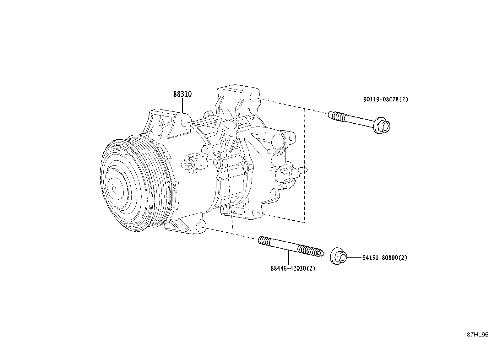 88310-10630 COMPRESSOR ASSY, W/PULLEY product image