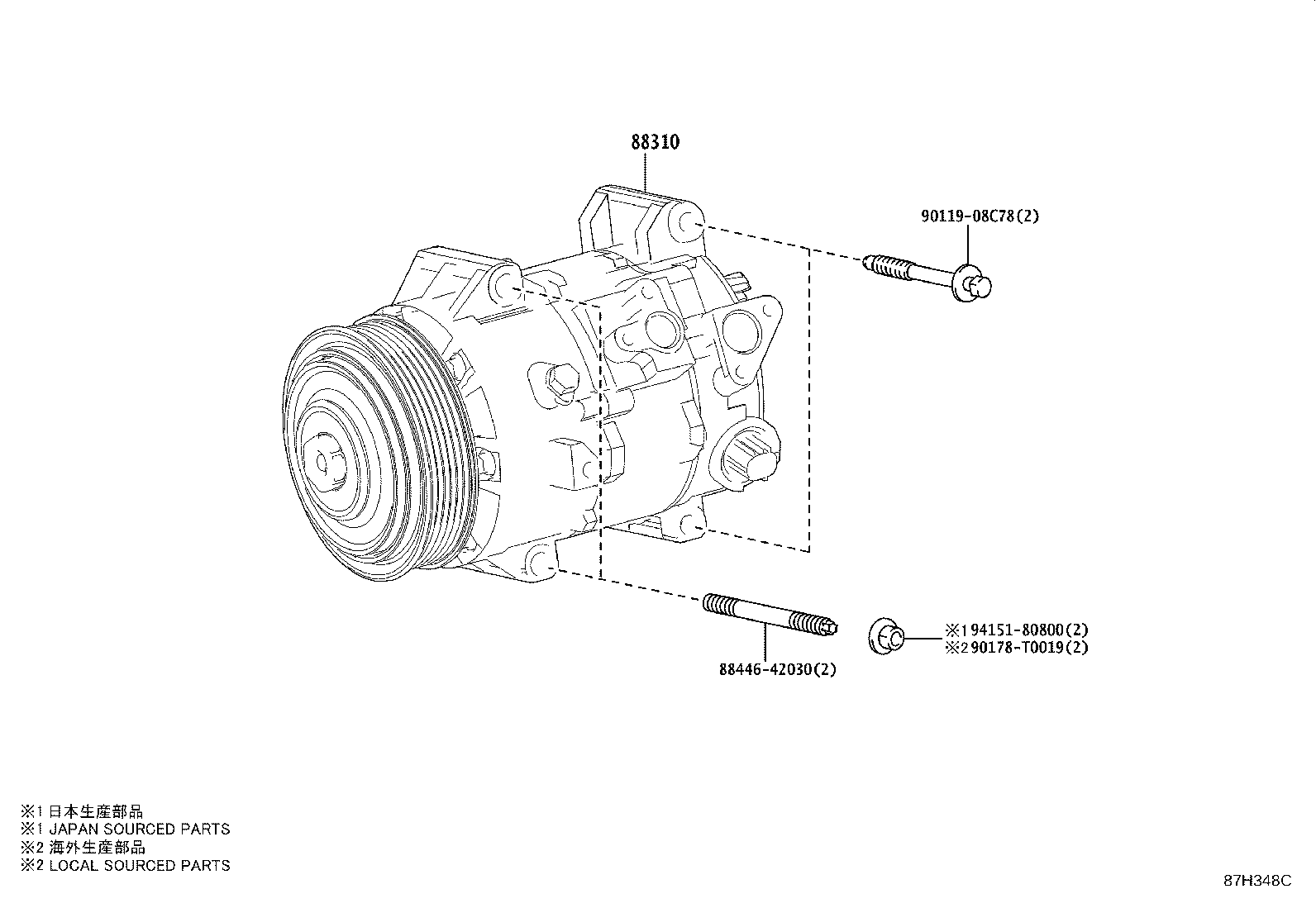 88310-06680 COMPRESSOR ASSY, W/PULLEY product image