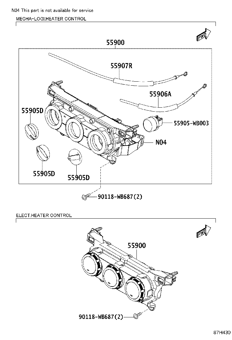 55936-WB021 CONTROL ASSY, AIR CONDITIONER product image