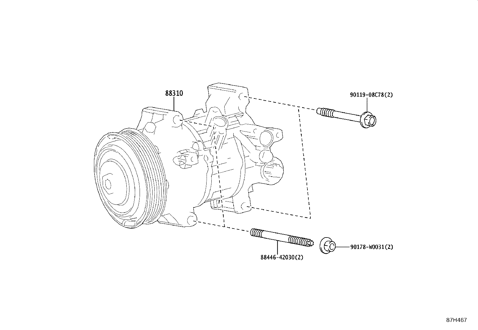 88310-02790 COMPRESSOR ASSY, W/PULLEY product image