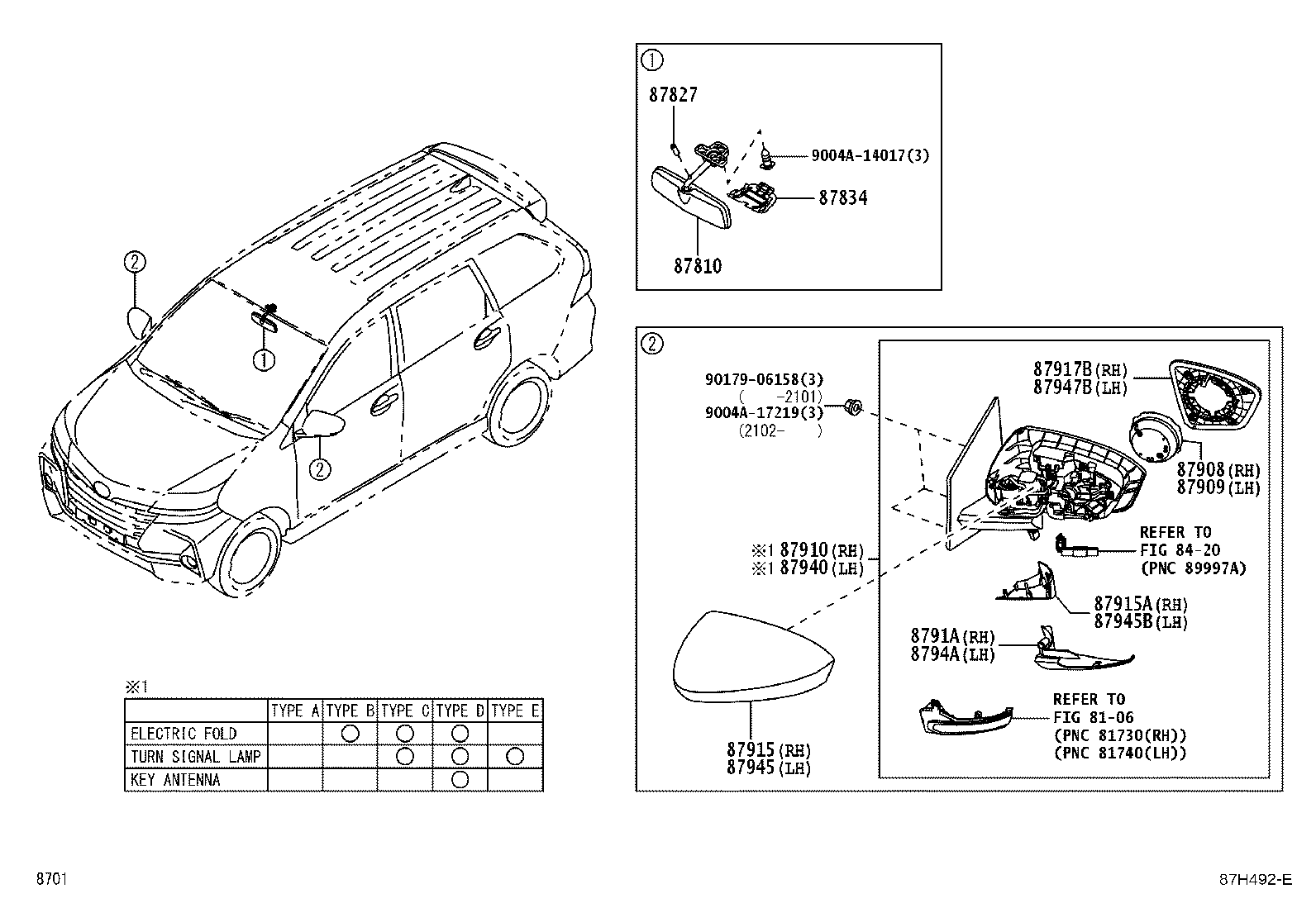 87810-BZ080 MIRROR ASSY, INNER REAR VIEW product image
