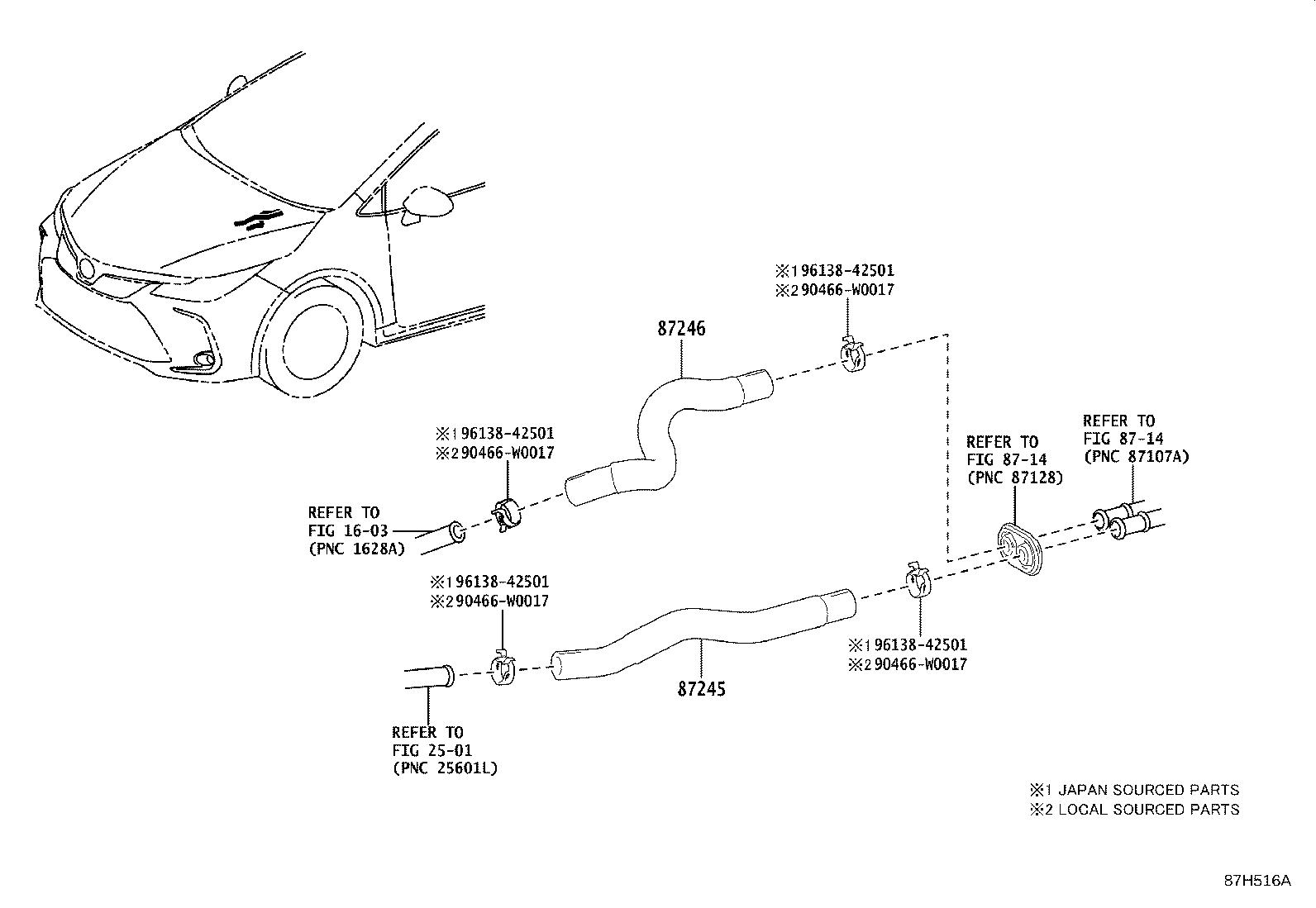 87209-47030 HOSE, HEATER WATER, OUTLET product image
