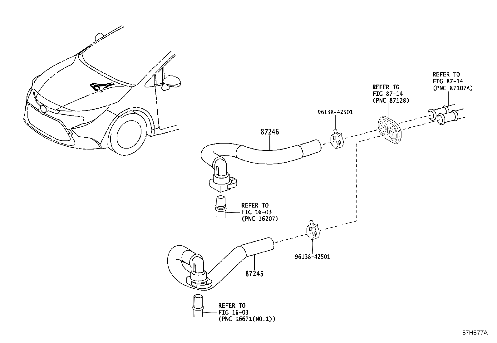 Toyota 87245-47370 HOSE, HEATER WATER, INLET