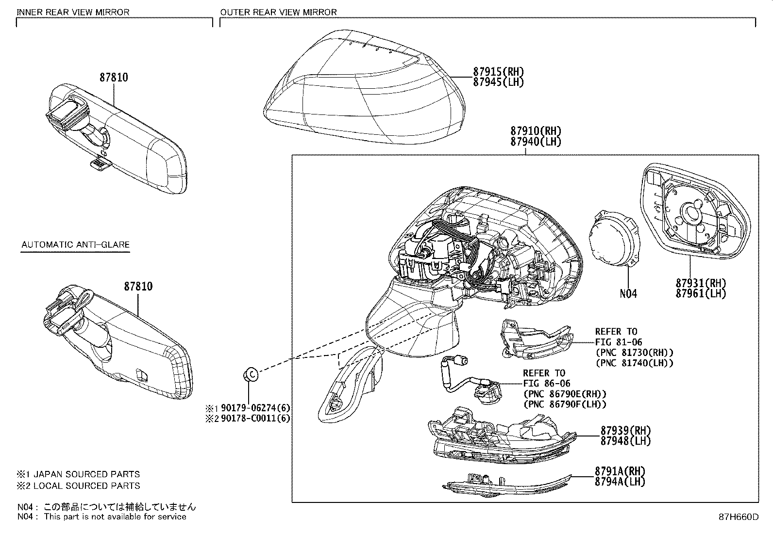 87810-07150 MIRROR ASSY, INNER REAR VIEW product image
