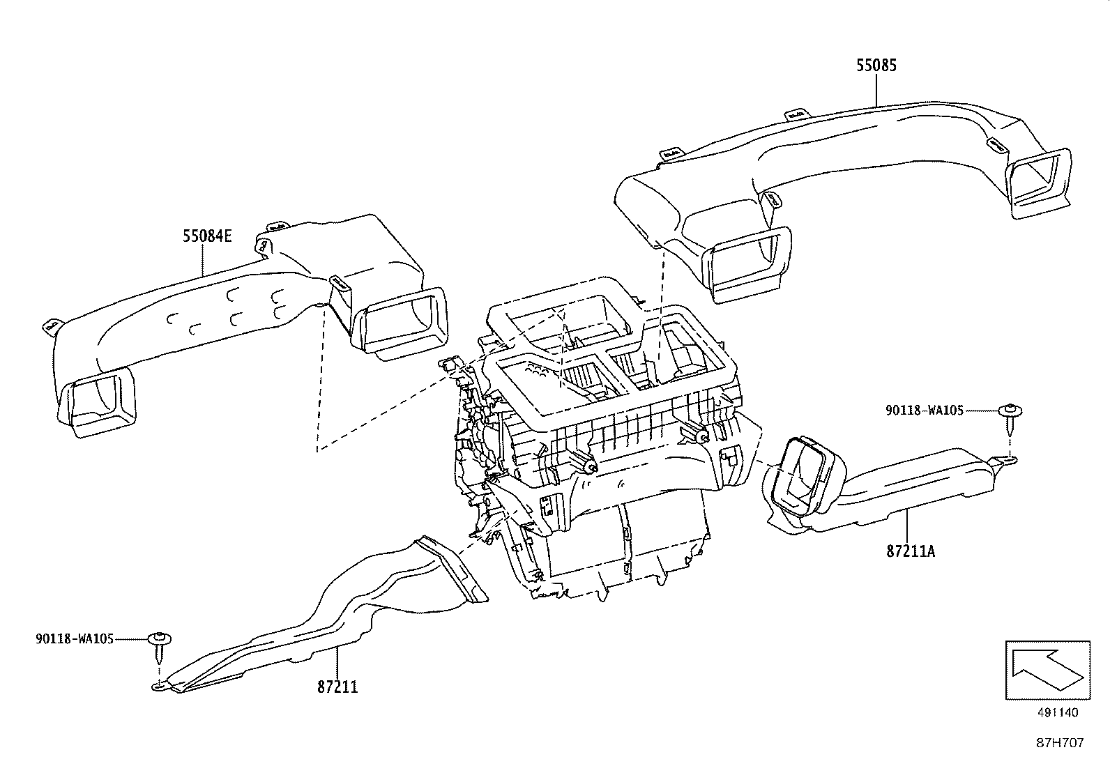 55085-WAA02 DUCT SUB-ASSY, HEATER TO REGISTER, NO.1 product image