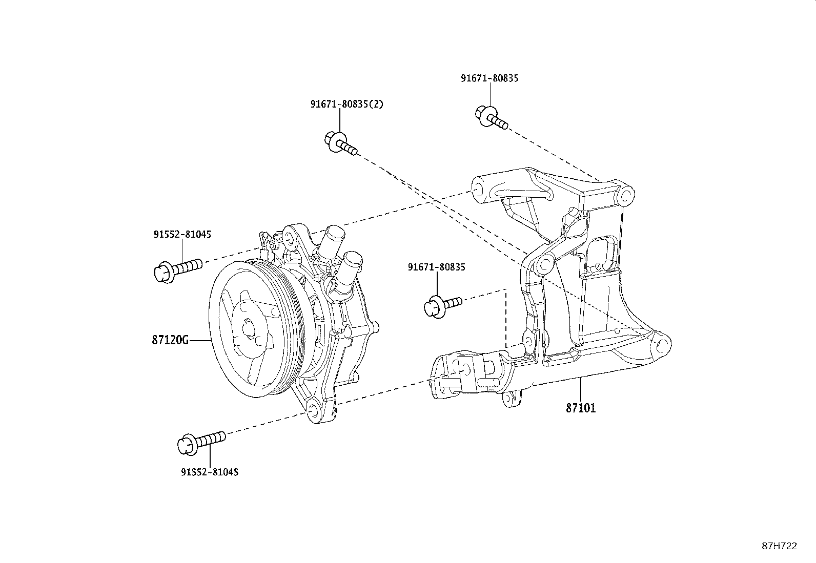 87101-26030 BRACKET SUB-ASSY, VISCOUS HEATER NO.1 product image
