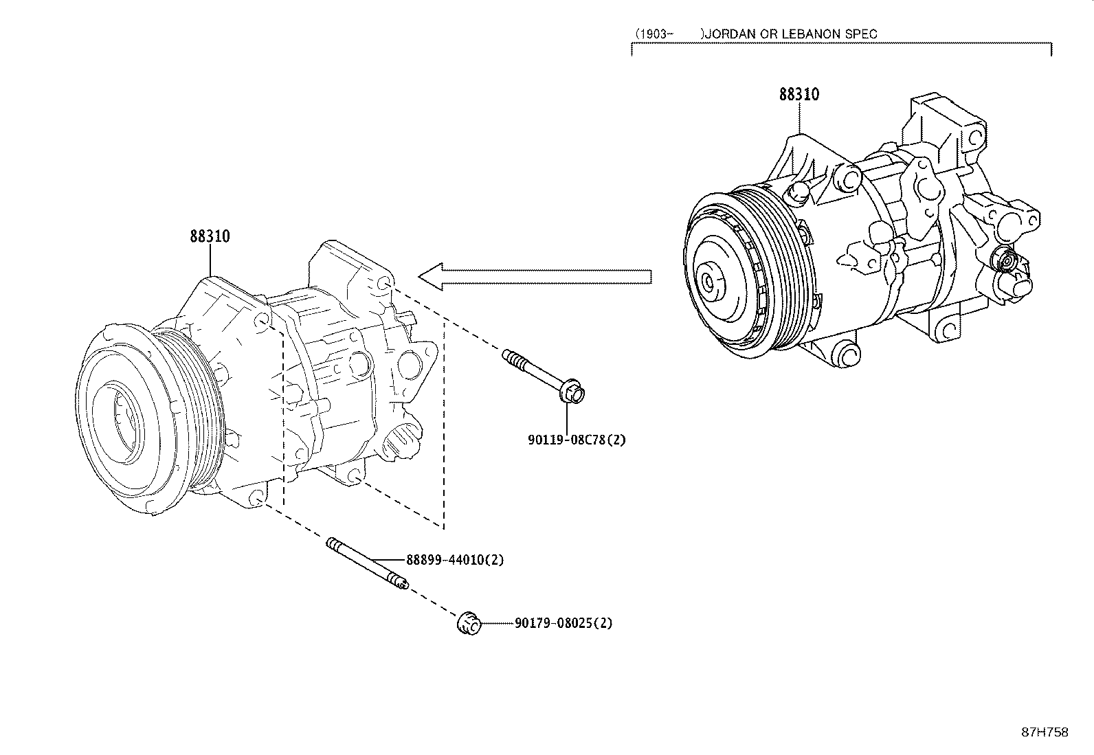 88310-24220 COMPRESSOR ASSY, W/PULLEY product image
