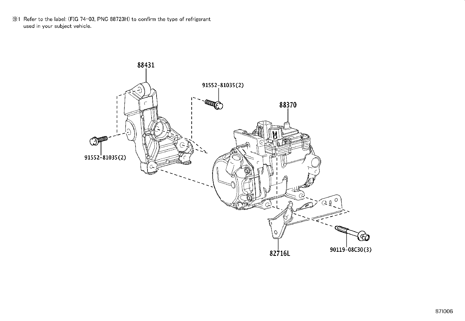 88310-48321 COMPRESSOR ASSY, W/PULLEY product image
