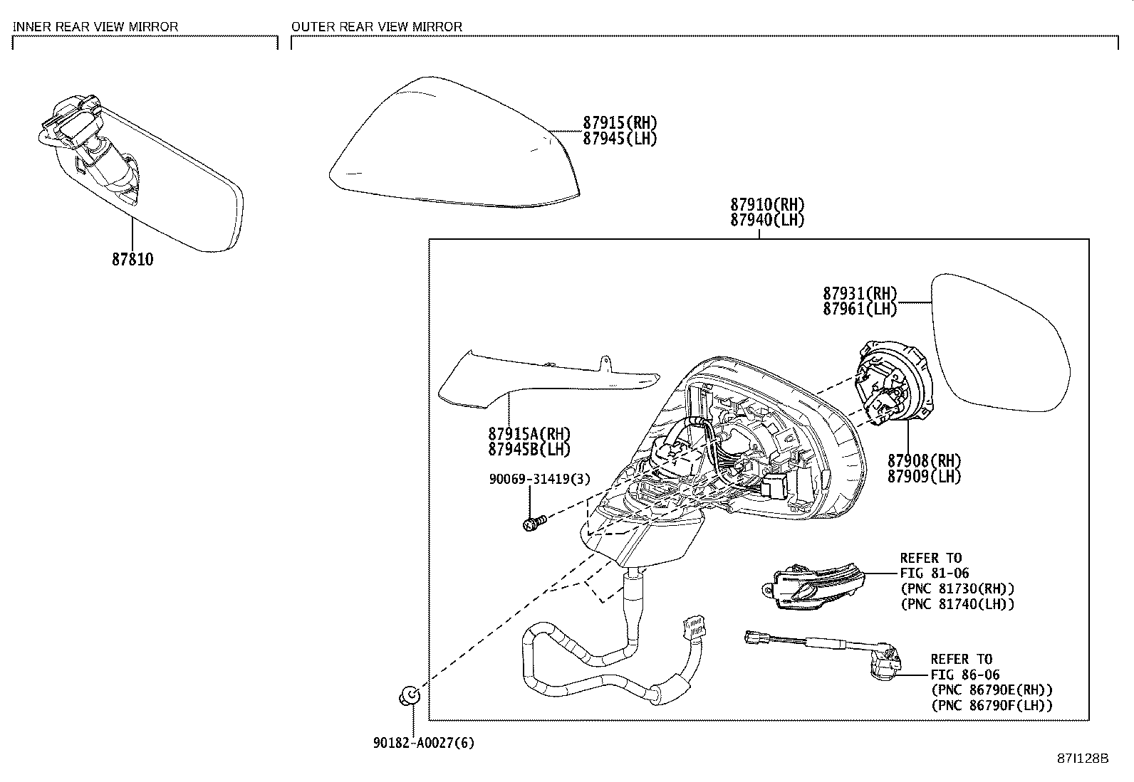 87931-78010 OUTER MIRROR, RH product image