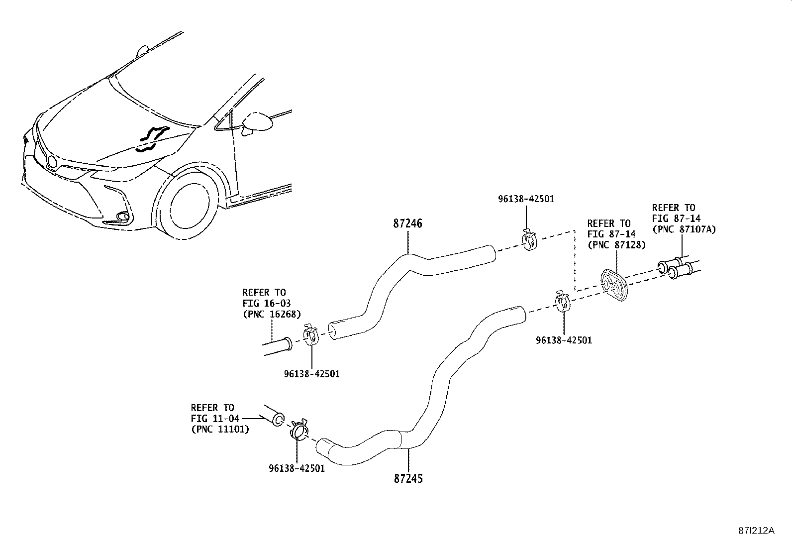 87245-02T90 HOSE, HEATER WATER, INLET product image