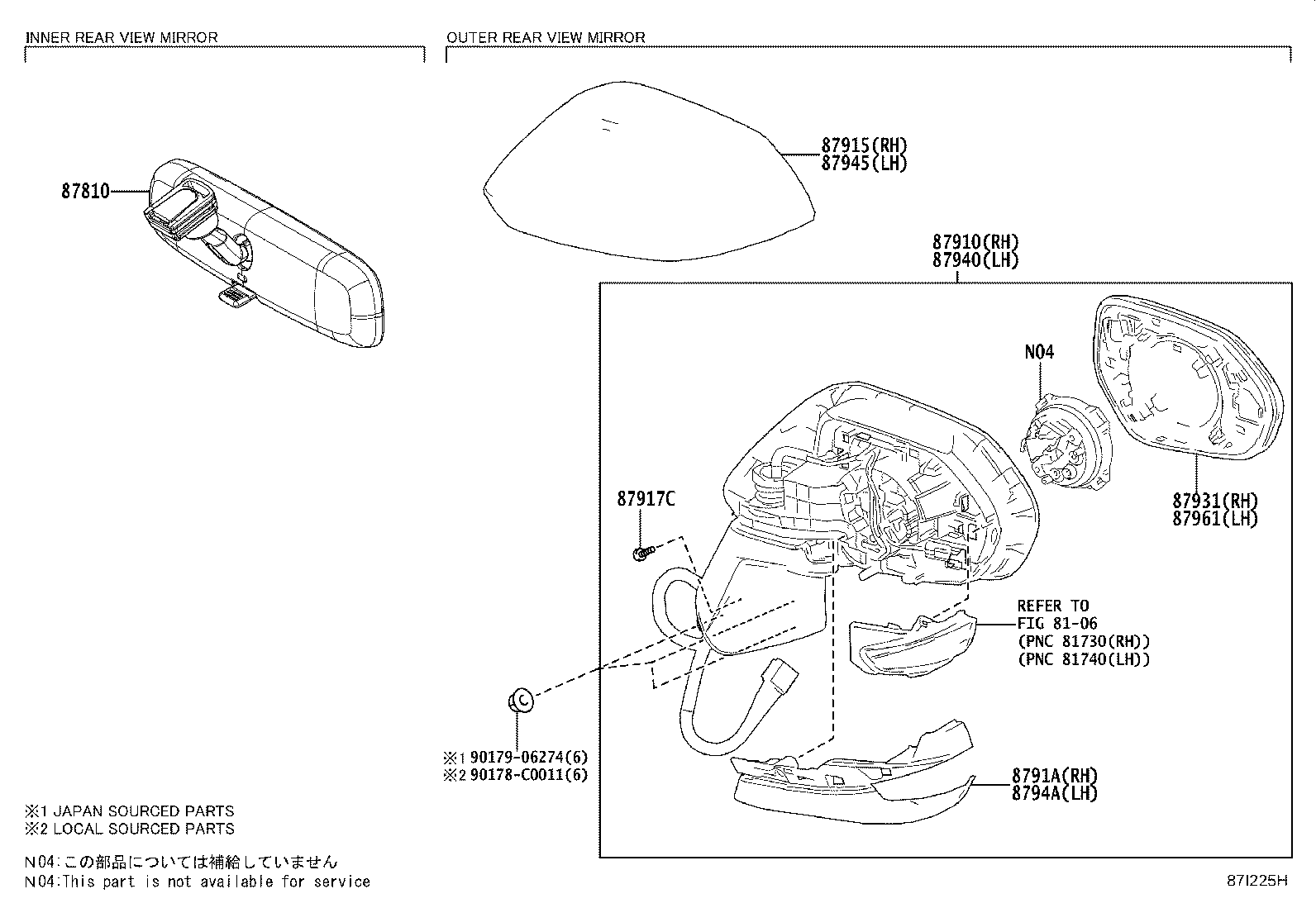 87907-02180 MIRROR OUTER, LH product image