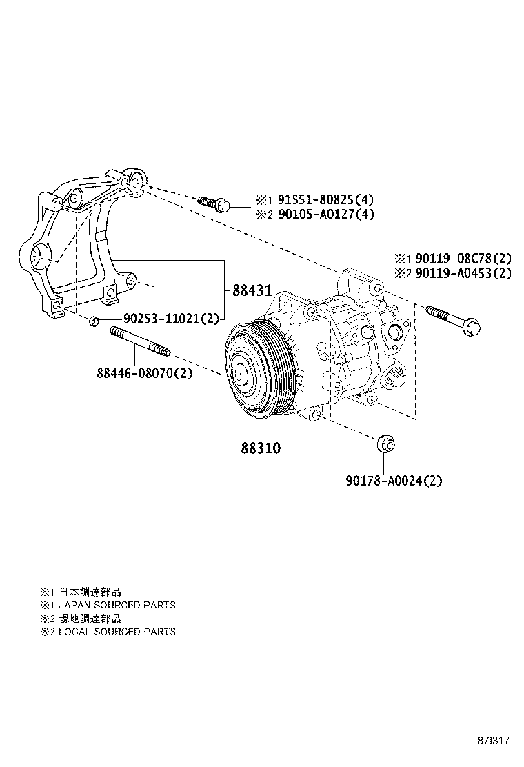 12502-0V040 BRACKET, COMPRESSOR MOUNTING, NO.1 product image