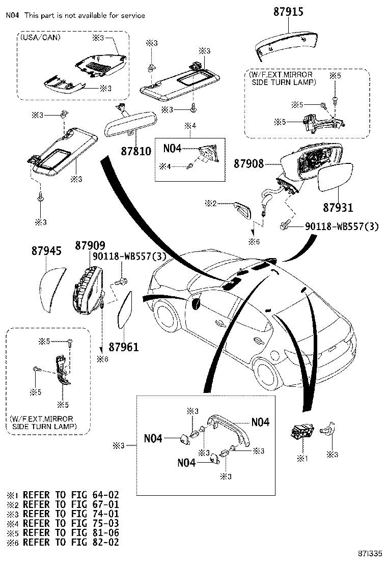 87931-WB002 OUTER MIRROR, RH product image
