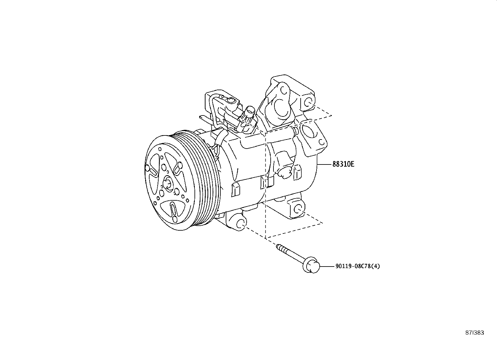 88310-0DB90 COMPRESSOR, W/MAGNET CLUTCH product image