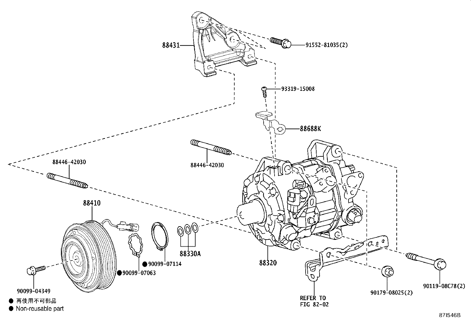 88310-58020 COMPRESSOR ASSY, W/PULLEY product image