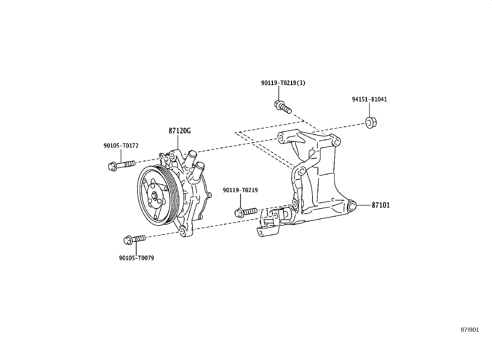 87101-0K080 BRACKET SUB-ASSY, VISCOUS HEATER NO.1 product image