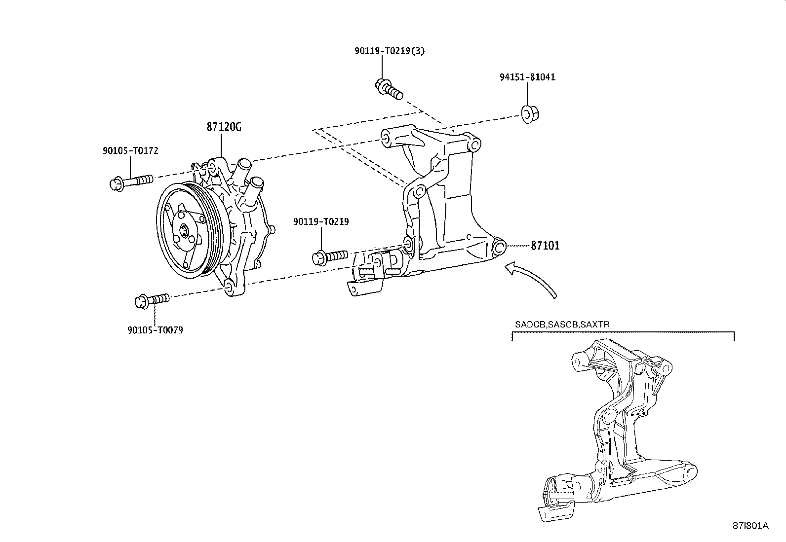 87101-0K090 BRACKET SUB-ASSY, VISCOUS HEATER NO.1 product image