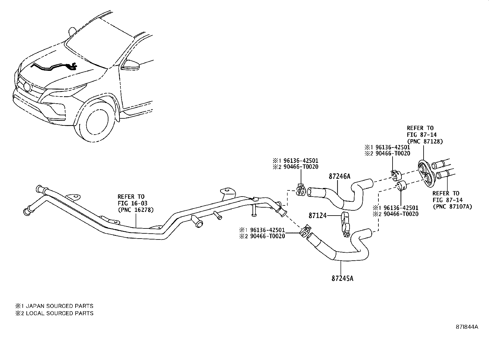 87245-0KE71 HOSE, HEATER WATER, OUTLET A product image