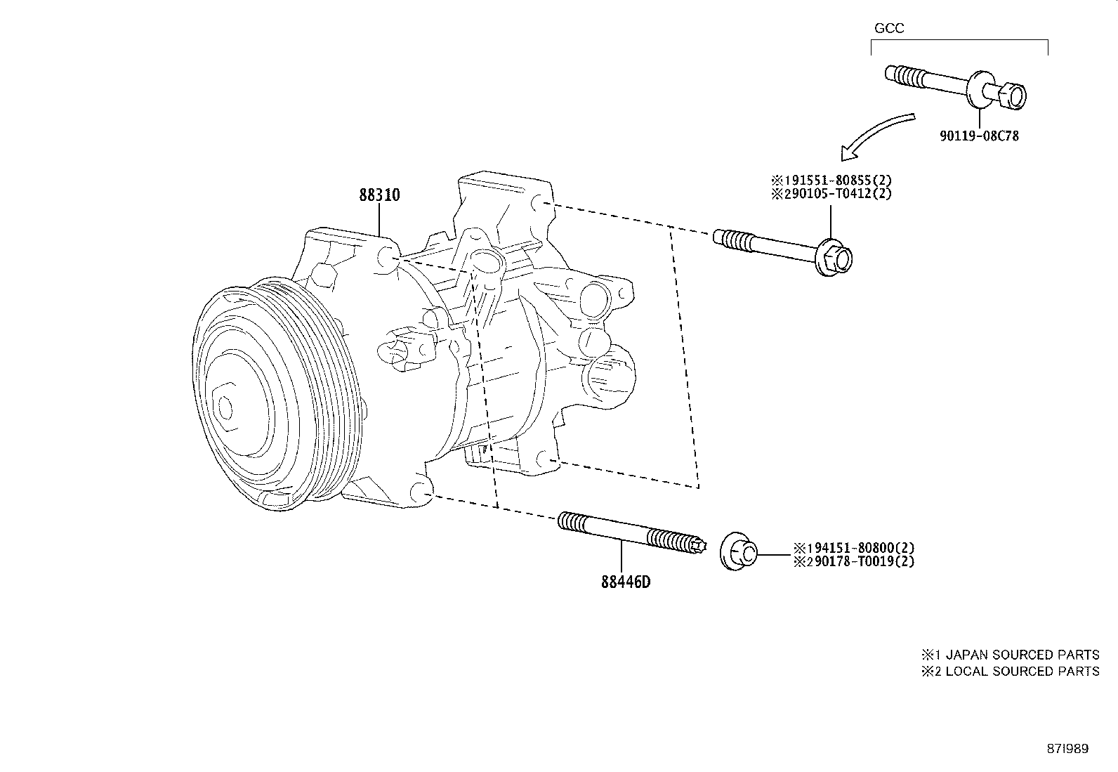 88310-0A070 COMPRESSOR ASSY, W/PULLEY product image
