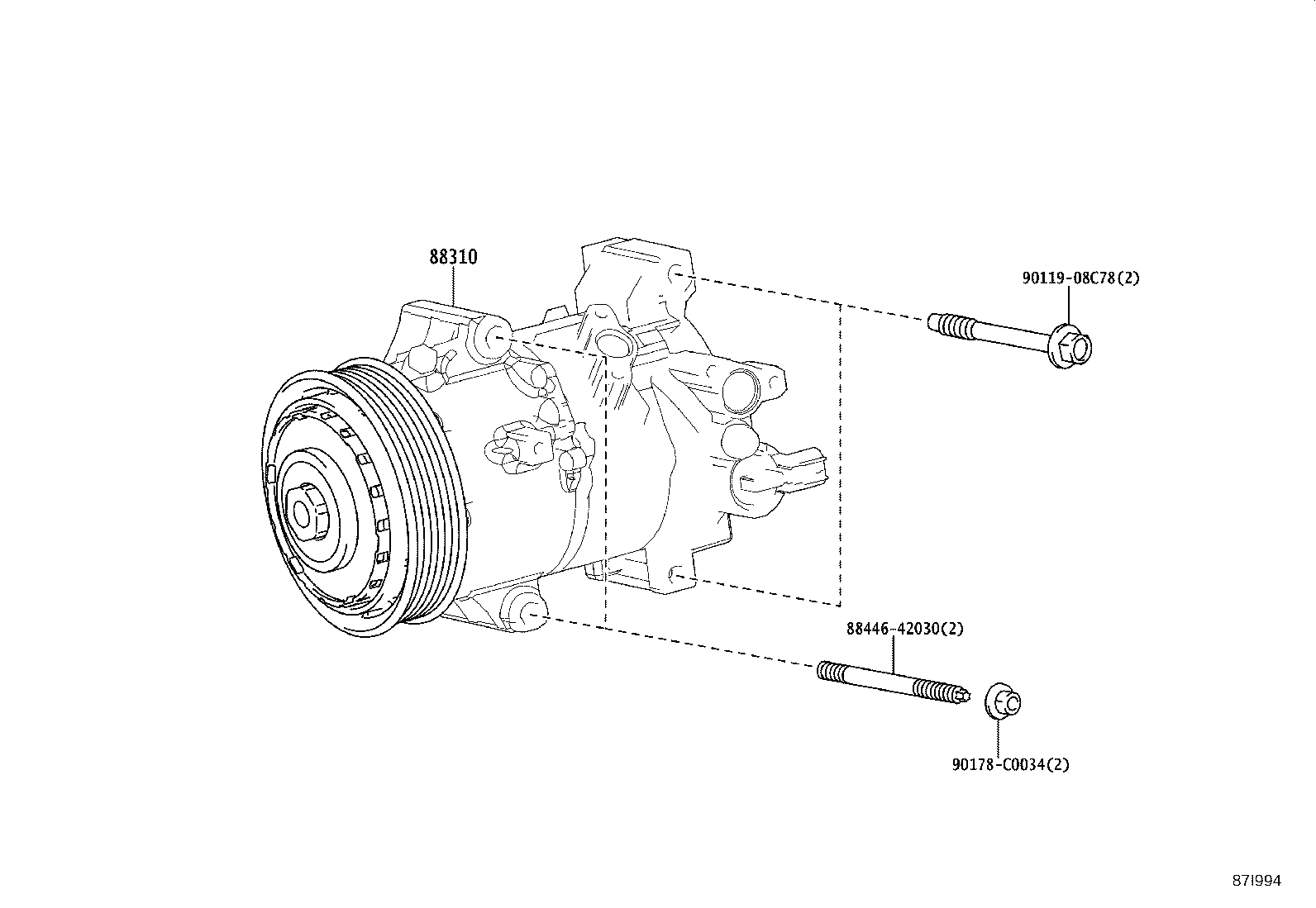 88310-02C80 COMPRESSOR ASSY, W/PULLEY product image