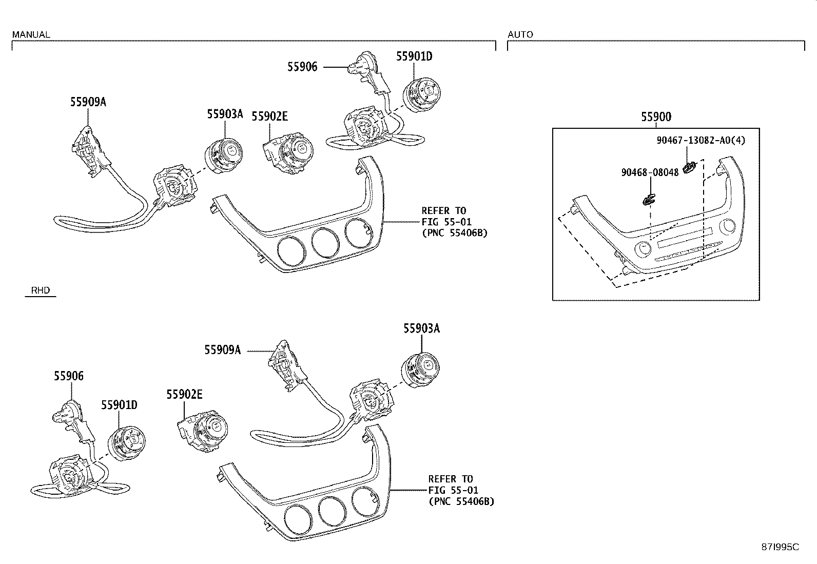 55085-0A080 DUCT SUB-ASSY, HEATER TO REGISTER, NO.2 product image