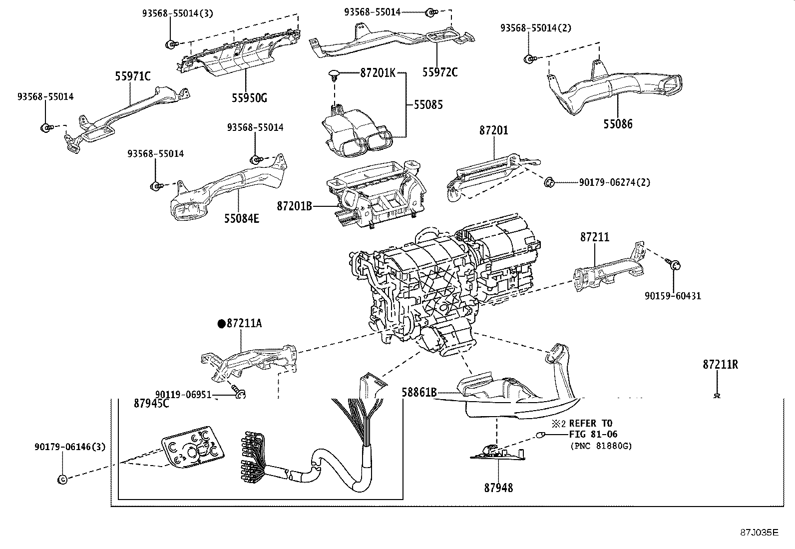 Toyota 55084-48040 DUCT SUB-ASSY, HEATER TO REGISTER, NO.1