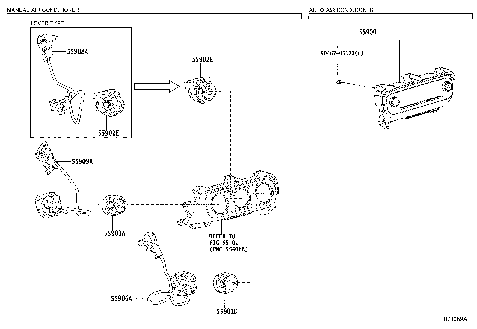 55900-0DN30 CONTROL ASSY, AIR CONDITIONER product image