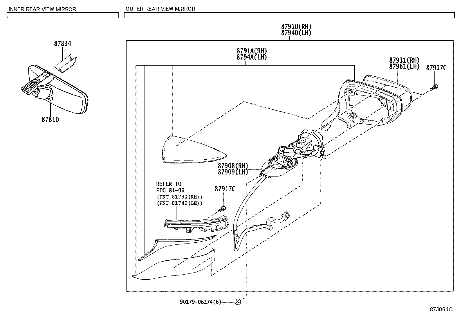 87940-11040-F0 MIRROR ASSY, OUTER REAR VIEW, LH product image
