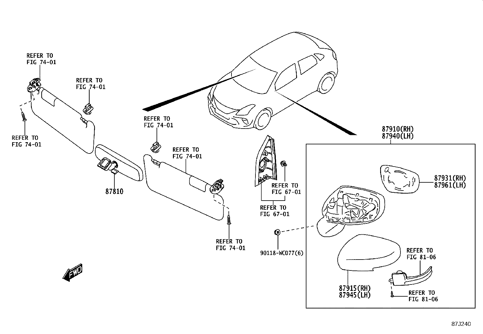 87915-WC004 COVER, OUTER MIRROR, RH product image
