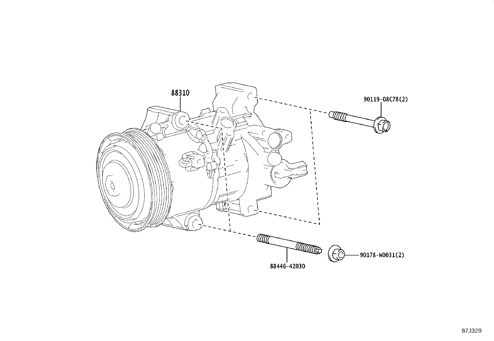 88310-02790 COMPRESSOR ASSY, W/PULLEY product image
