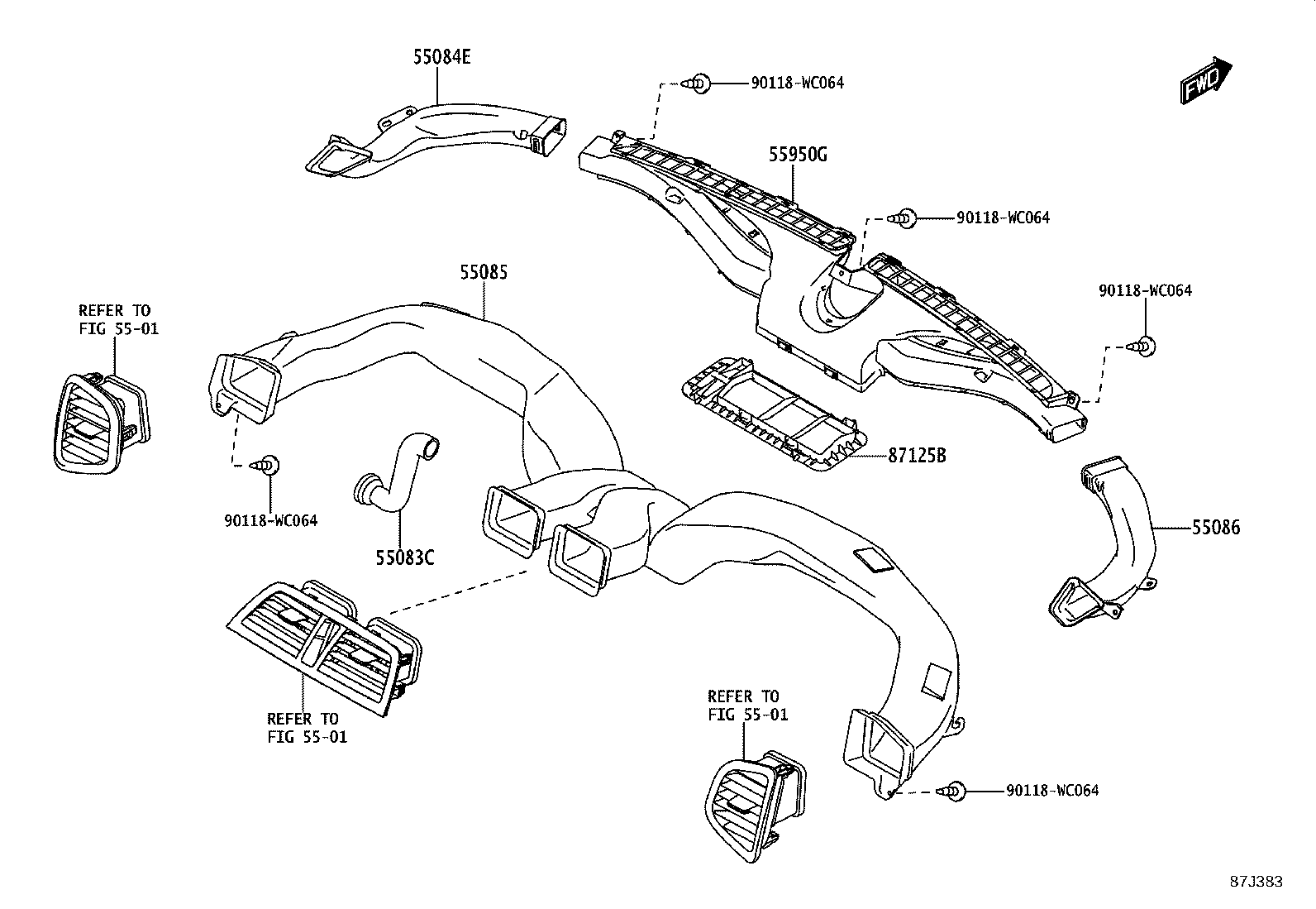 55870-WC003 DUCT SUB-ASSY, HEATER TO REGISTER, NO.2 product image