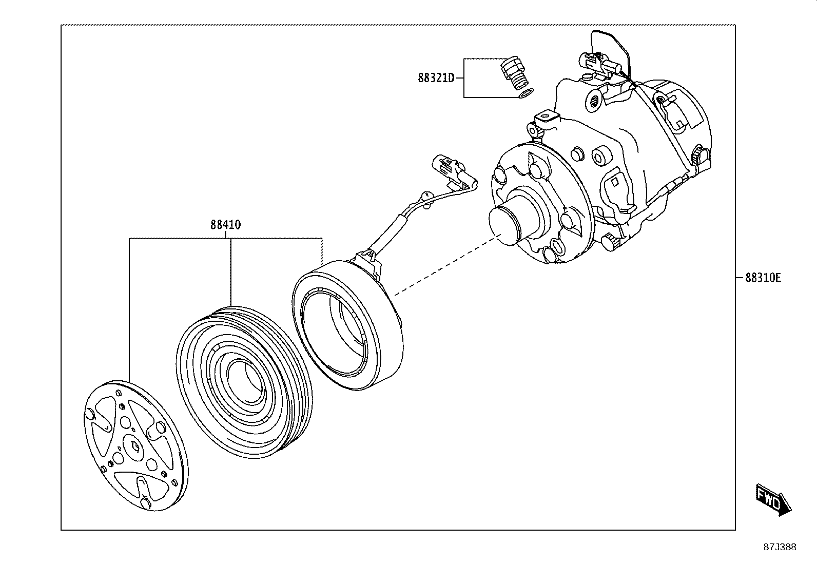 88310-WC003 COMPRESSOR, W/MAGNET CLUTCH product image