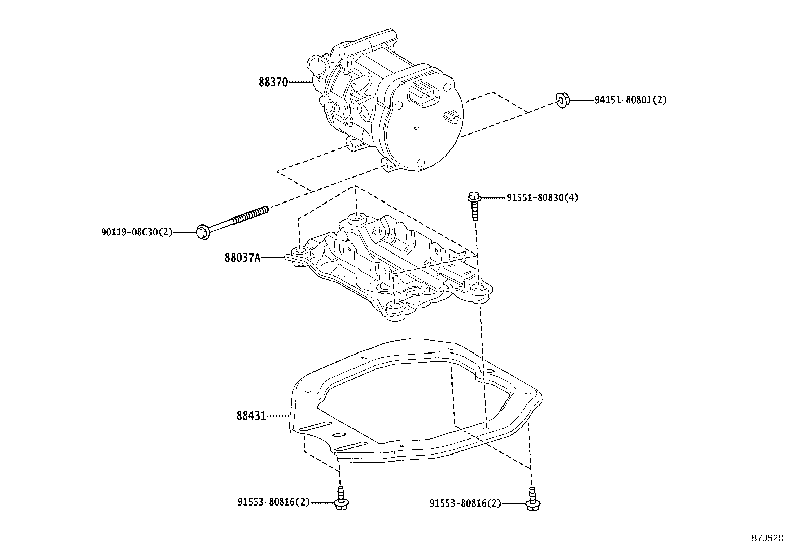 88037-55010 BRACKET SET,COMPRESSOR MOUNTING product image
