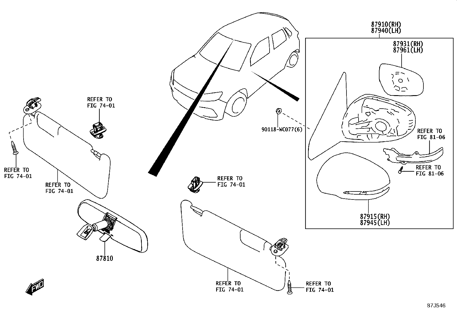 87915-WC024 COVER, OUTER MIRROR, RH product image