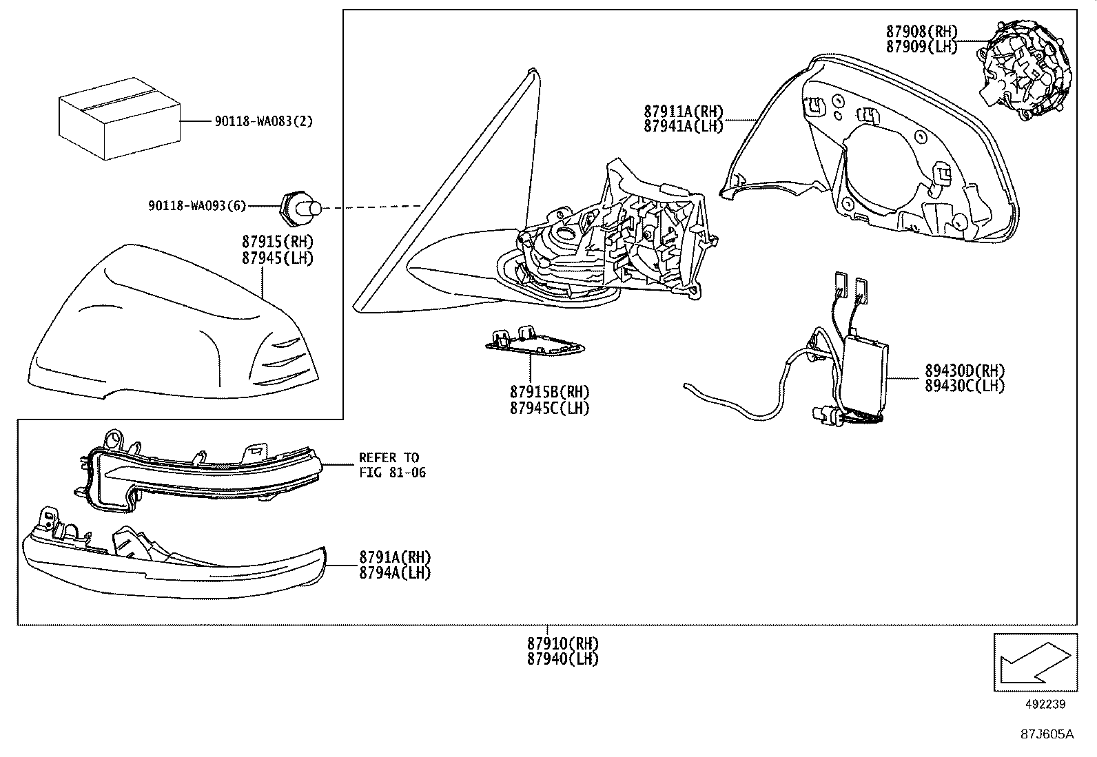 87914-WAA01 COVER, OUTER MIRROR, LOWER RH product image