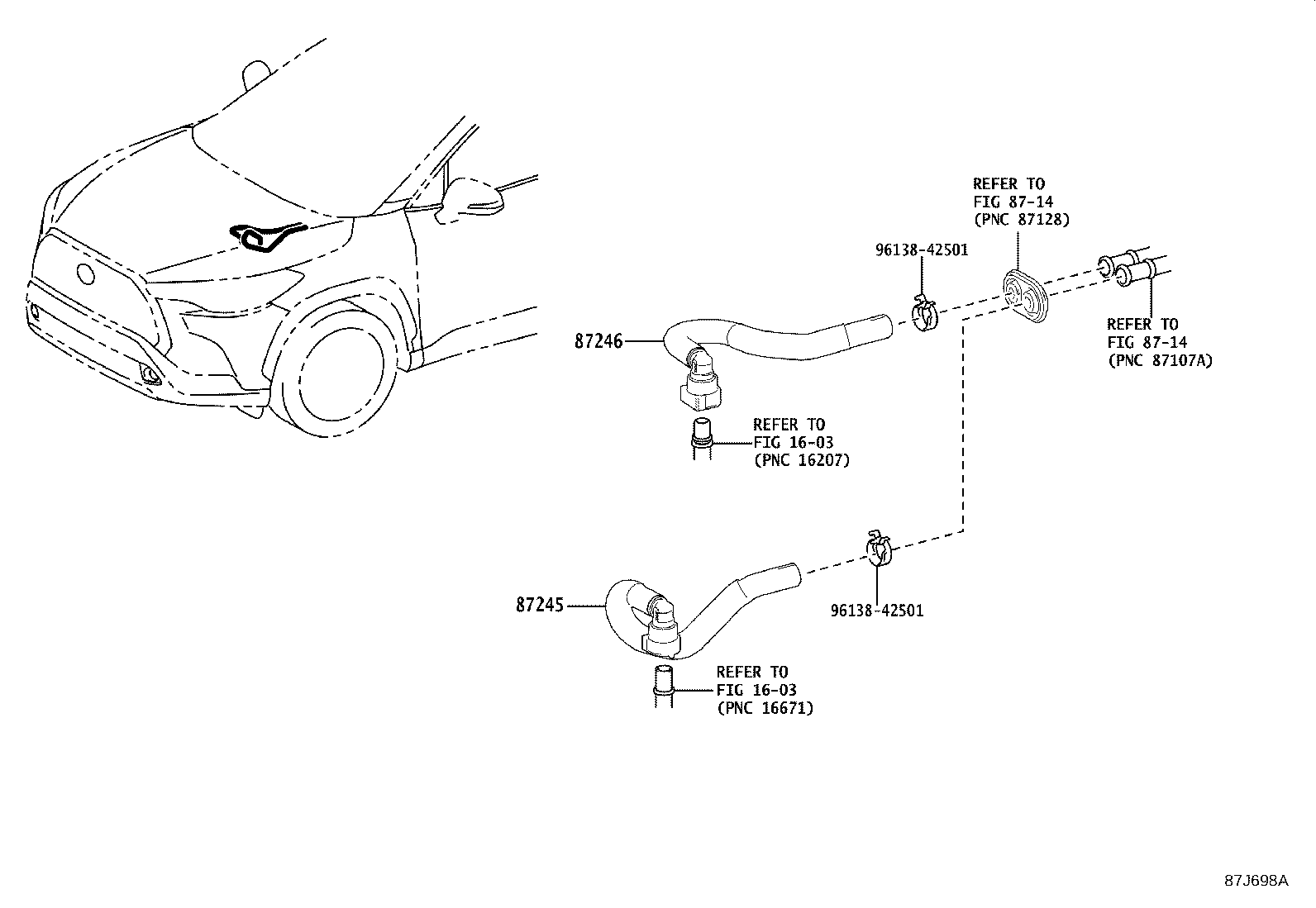 87245-0A020 HOSE, HEATER WATER, INLET product image