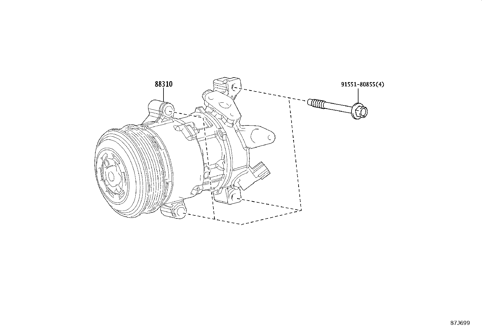 88310-0A070 COMPRESSOR ASSY, W/PULLEY product image