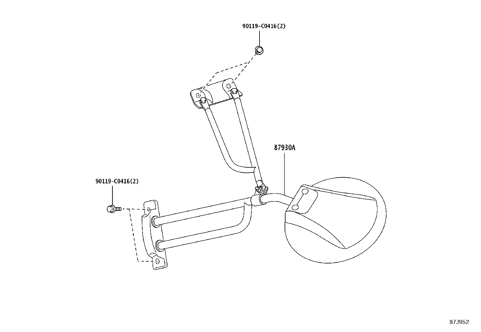 87901-0S020 MIRROR SUB-ASSY, OUTER REAR VIEW, RH product image