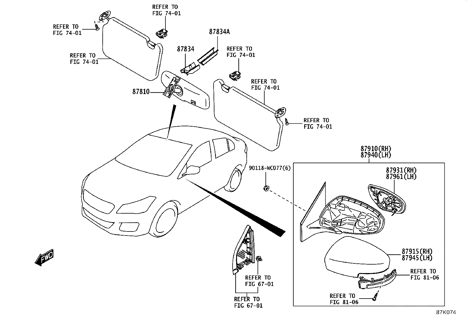 87915-WC033 COVER, OUTER MIRROR, RH product image