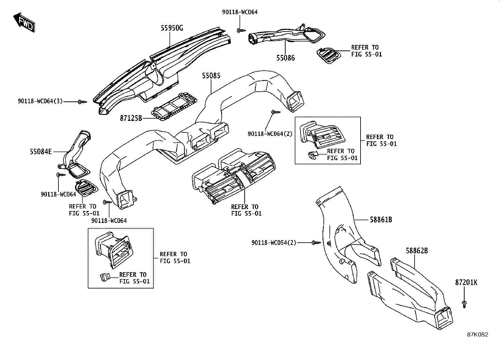 55870-WC005 DUCT SUB-ASSY, HEATER TO REGISTER, NO.2 product image