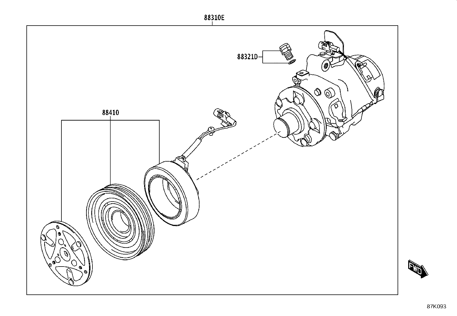 88310-WC023 COMPRESSOR, W/MAGNET CLUTCH product image