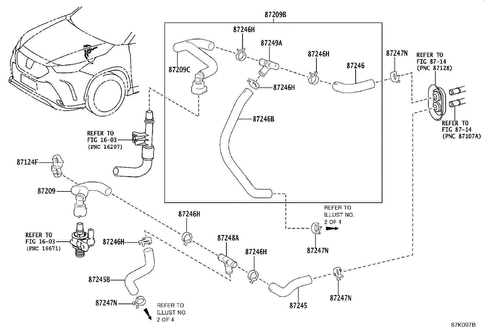 87207-0E090 PIPE SUB-ASSY, HEATER WATER, B product image